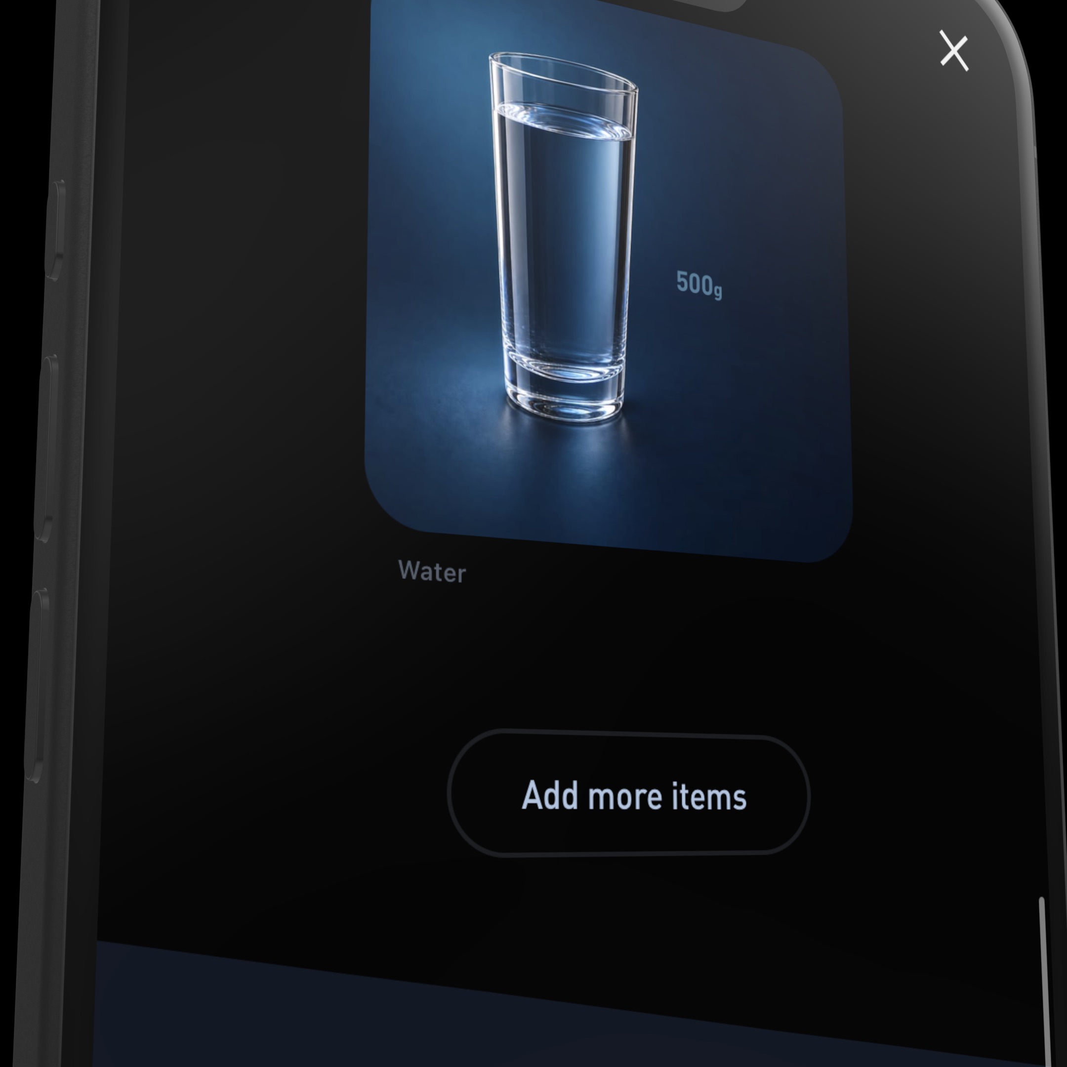 Hydration: a 500 g glass of water logged