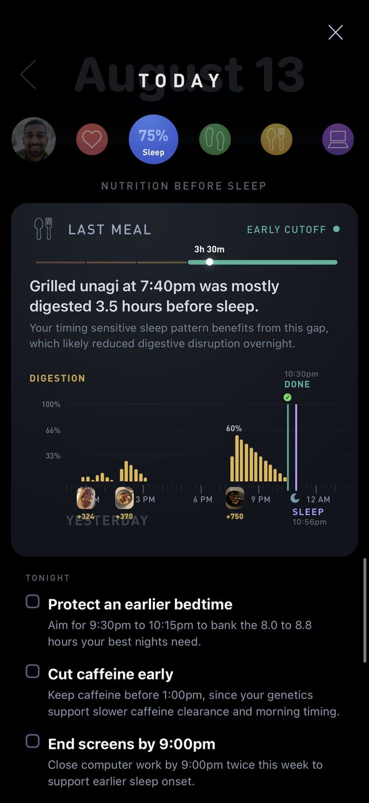 Gyroscope nutrition before sleep with a cut caffeine early suggestion based on your own clearance