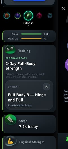 Gyroscope V10, fitness: Strength program