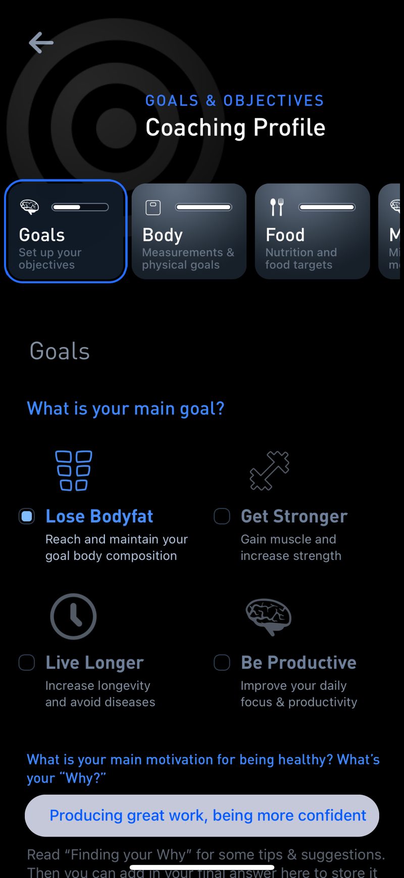 Gyroscope V7, coaching: Coaching Profile