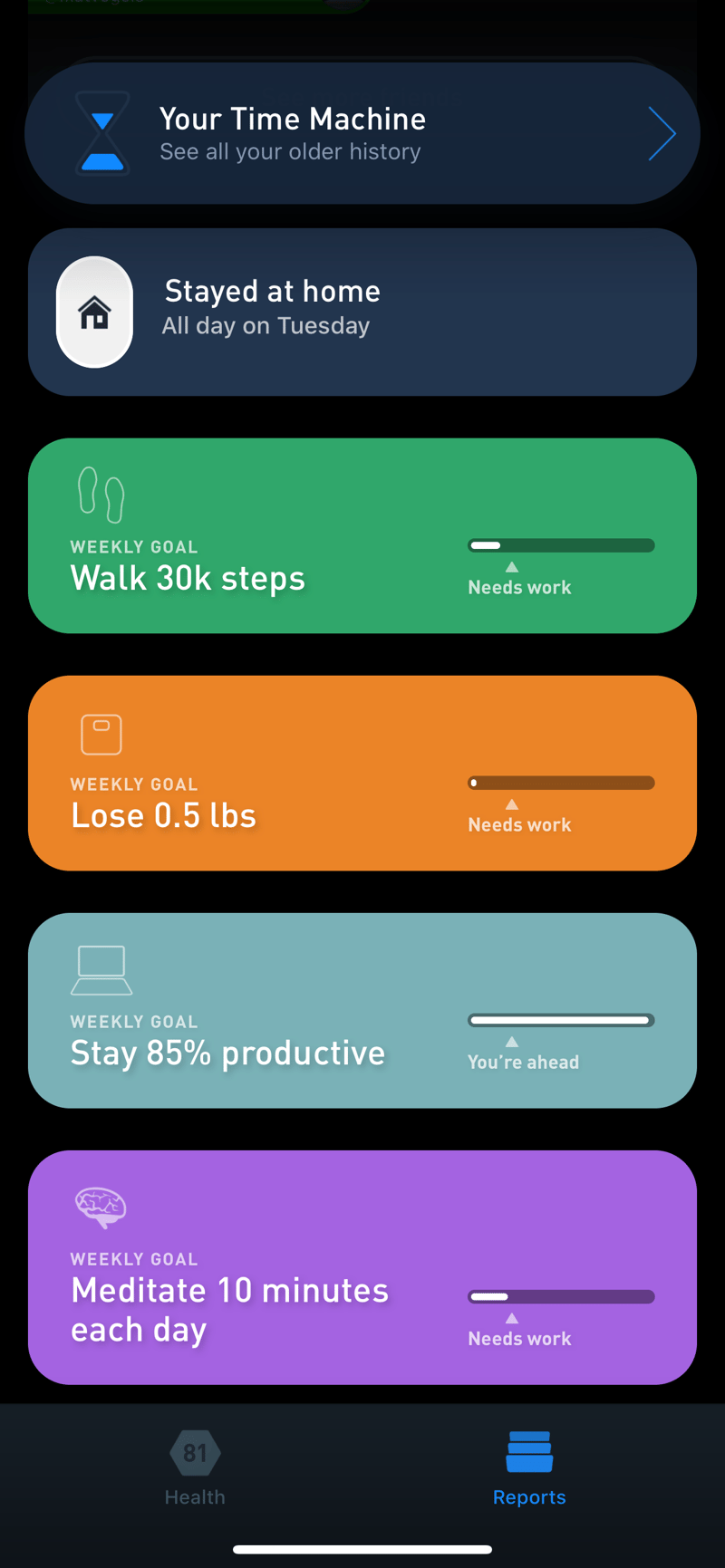 Gyroscope V3, coaching: Weekly goals