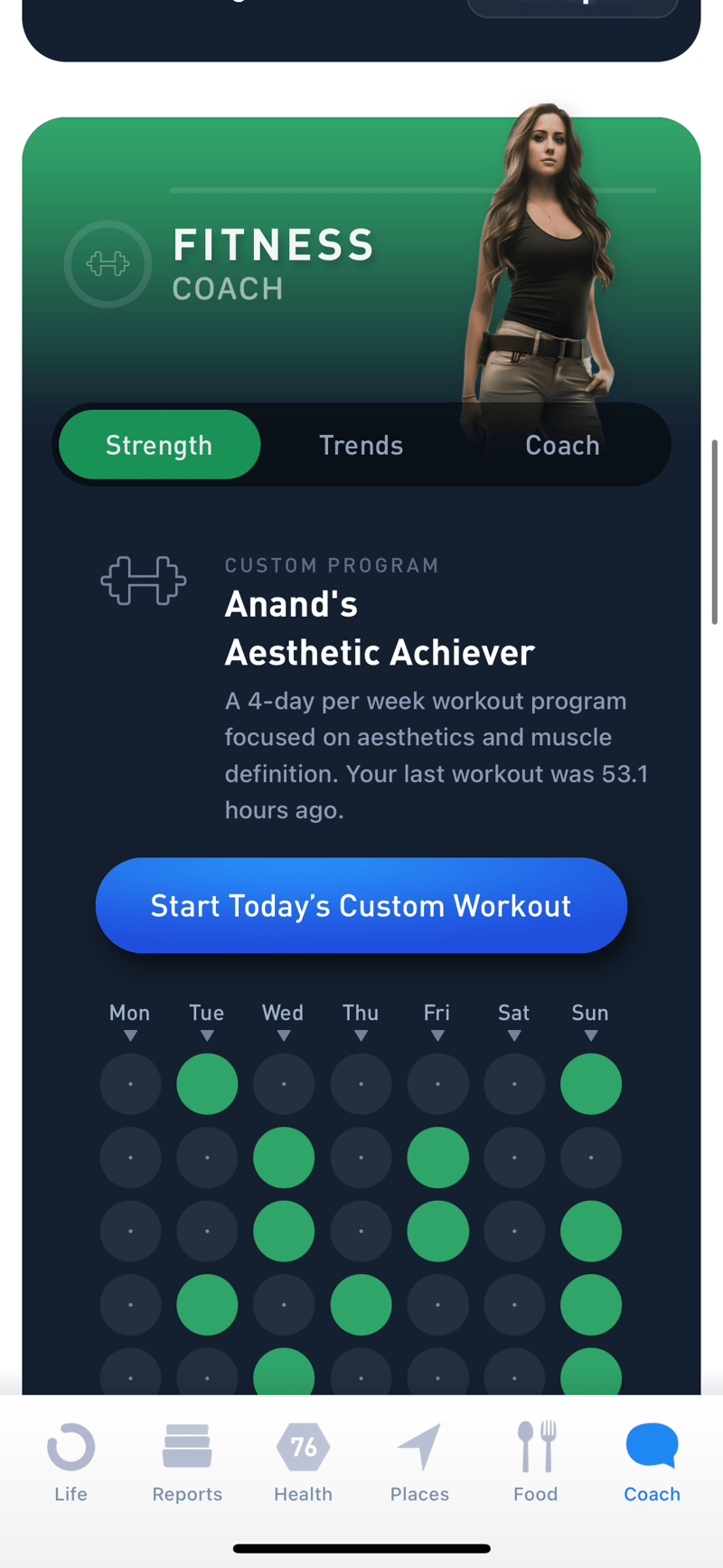 Gyroscope V6, fitness: Custom workout program