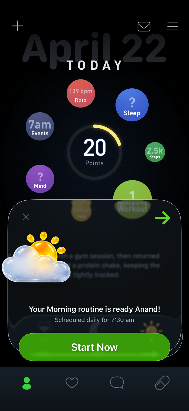 Gyroscope V10, today: Today with morning routine
