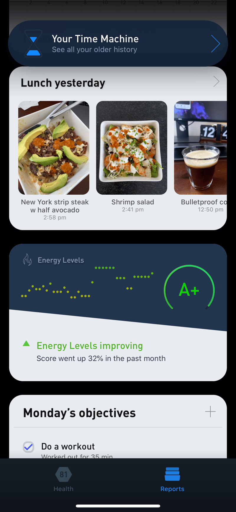 Gyroscope V3, coaching: Time Machine insights