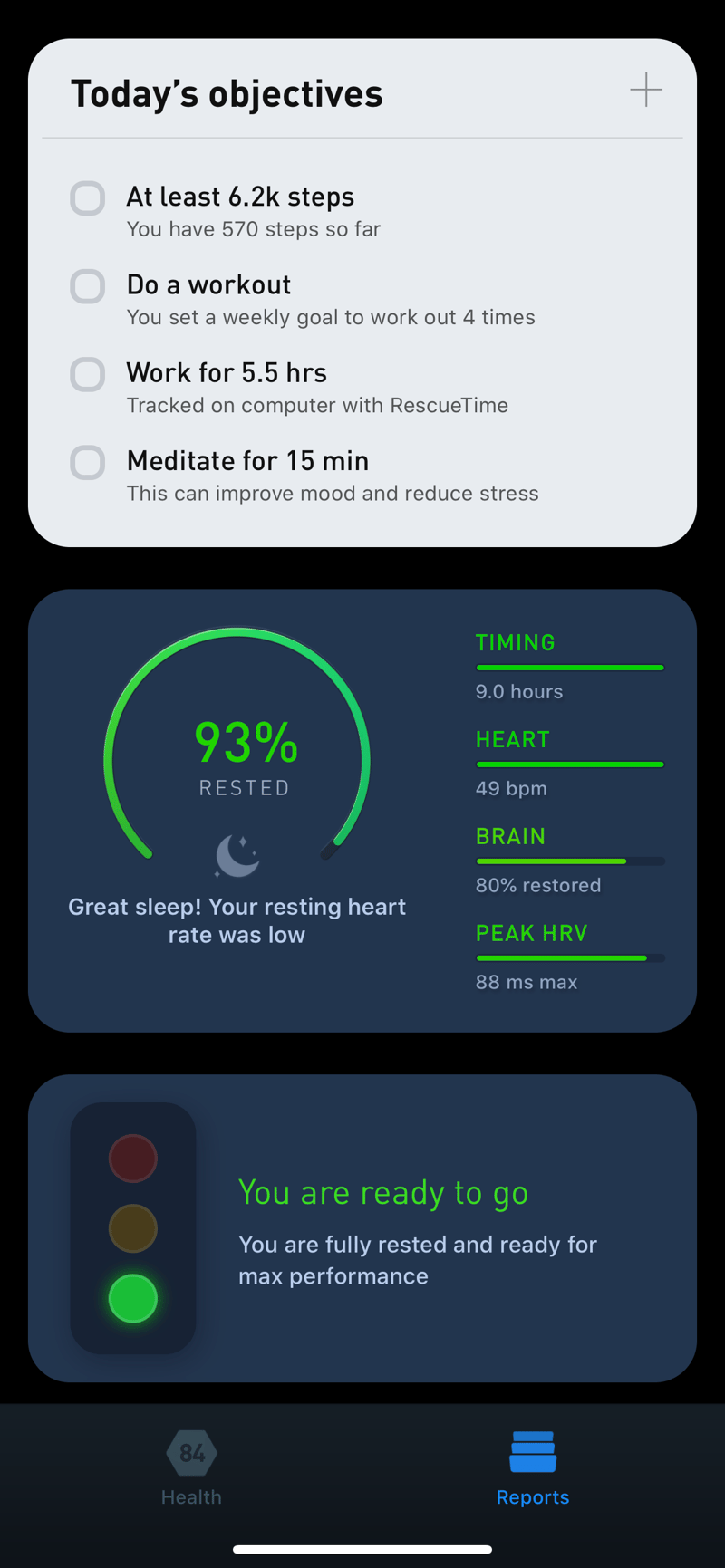 Gyroscope V3, sleep: Readiness