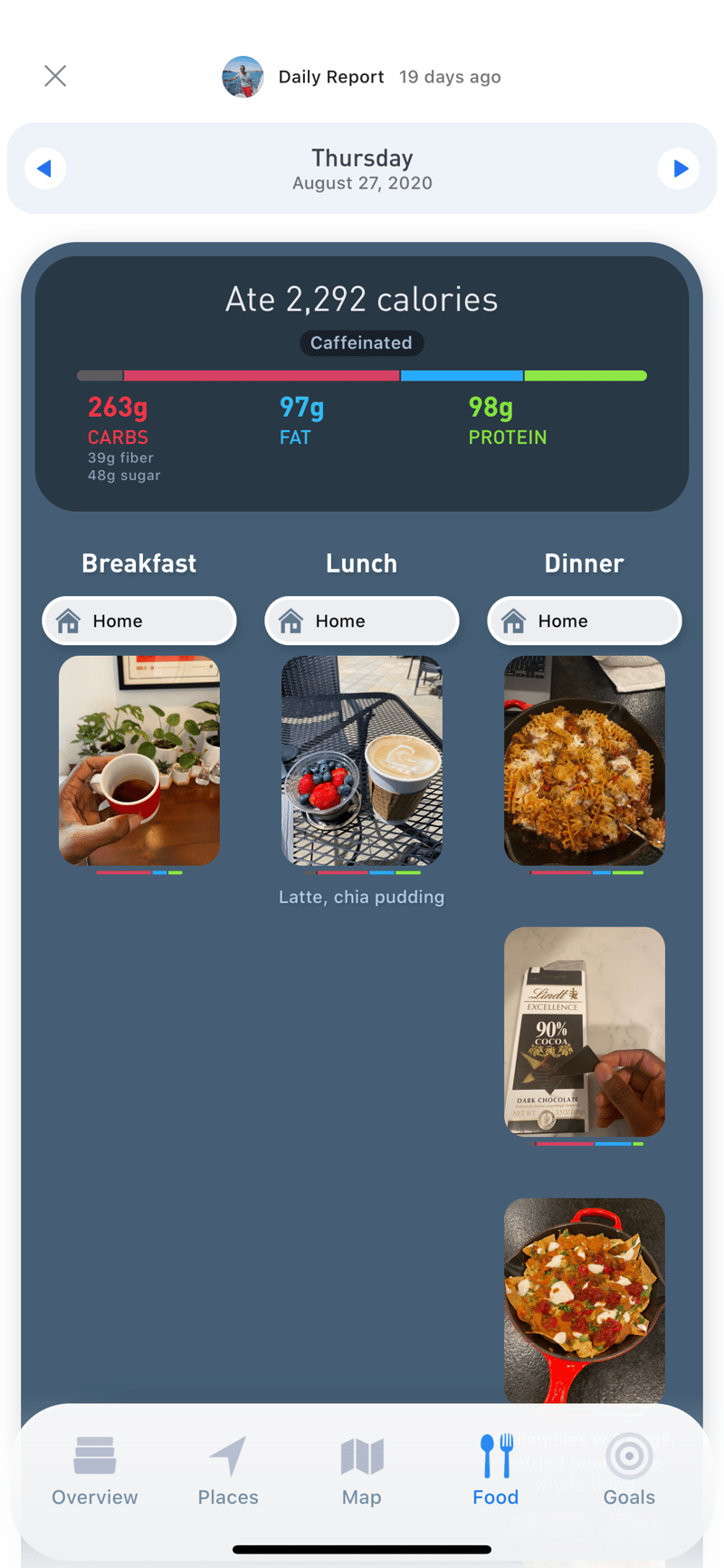 Gyroscope V3, food: Meals of the day