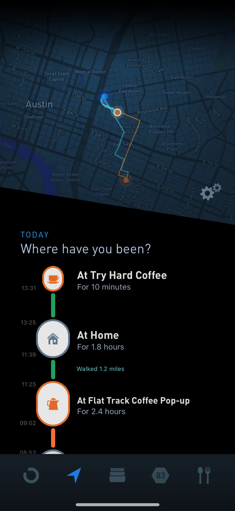 Gyroscope V5, places: Places map