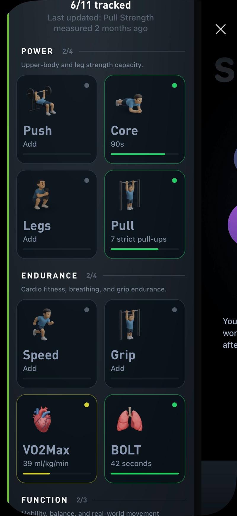 Gyroscope V11, fitness: Body benchmarks
