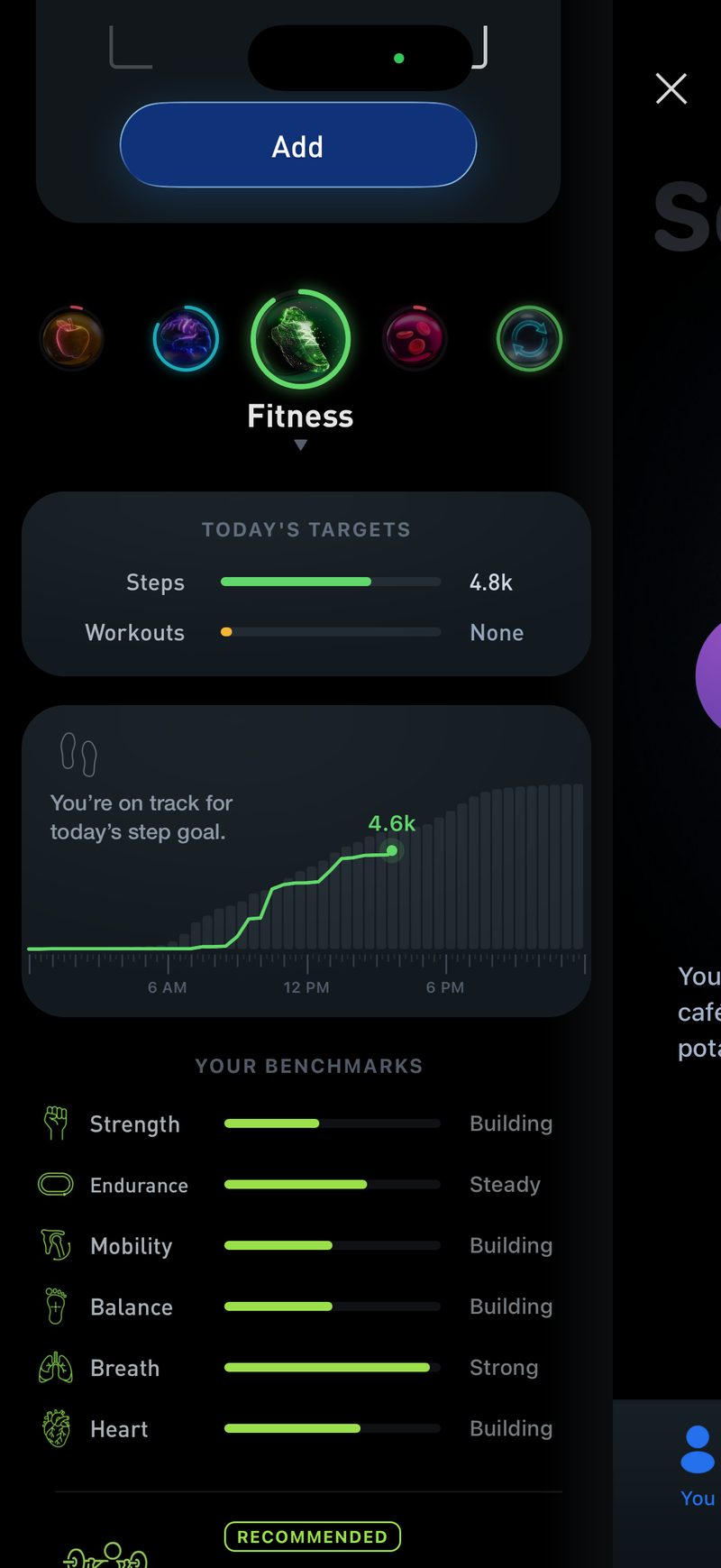 Gyroscope V11, fitness: Fitness targets